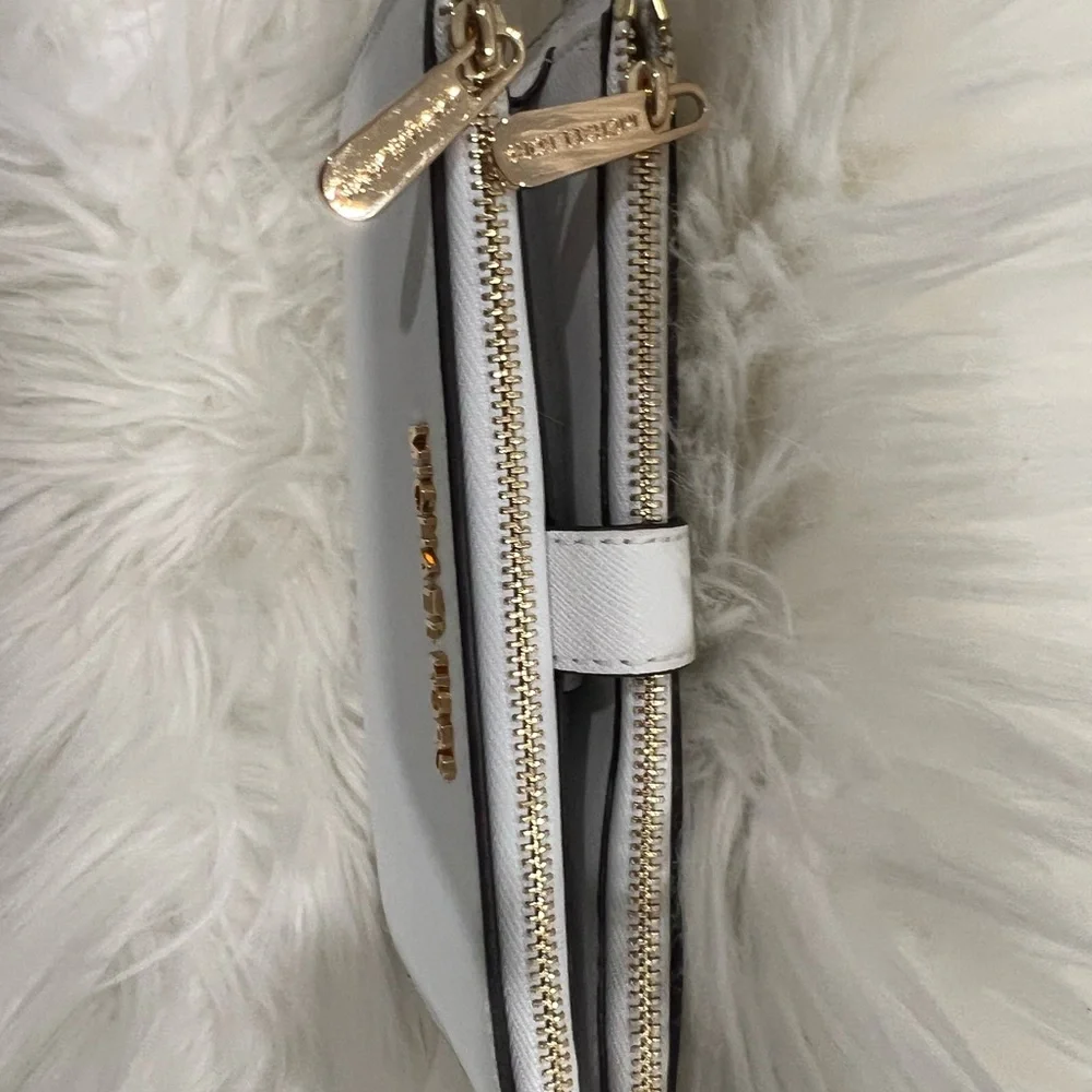 Michael Kors White Wristlet with Gold Details